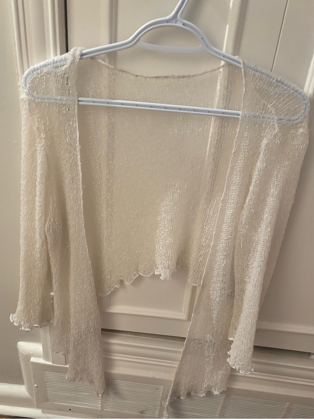 Fresco Nomadic Traders Cream Sheer Open-Front Shrug